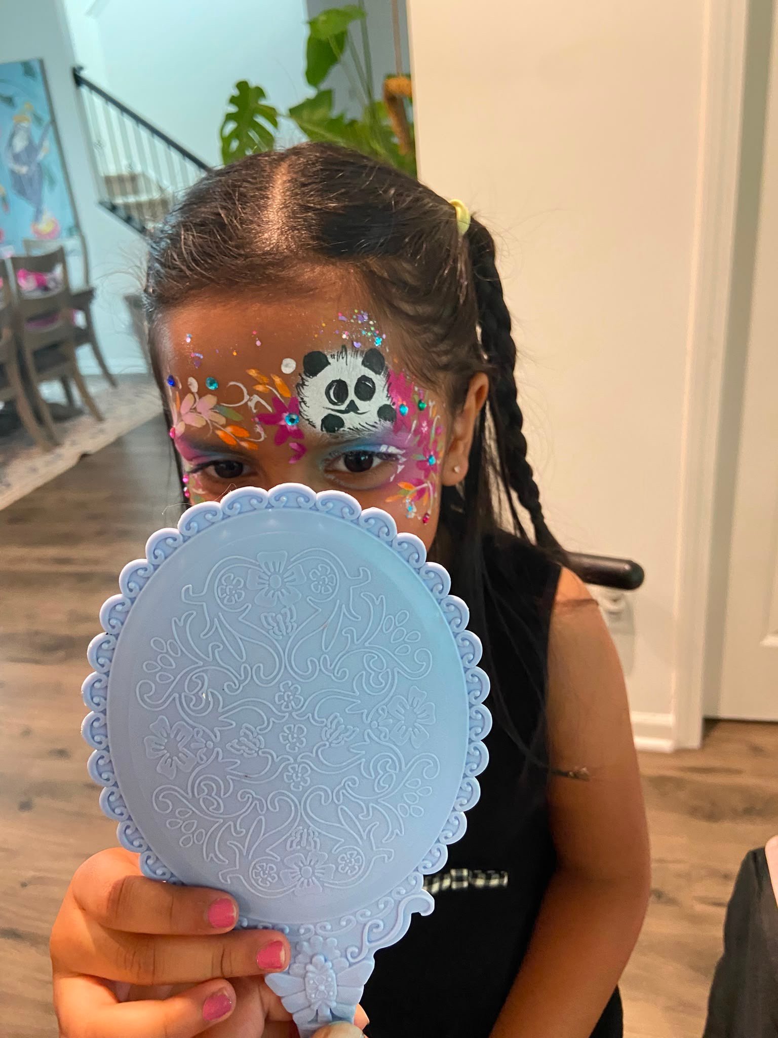Cute panda face painting design in Fuquay-Varina NC
